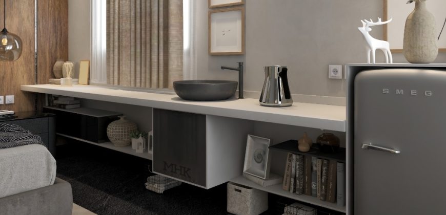 Own an beautiful apartment with open kitchen in Al Shorouk, wonderful view & price.