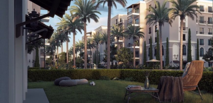 5% down payment, apartment for sale with garden in Sheikh Zayed.
